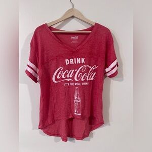 Womens Super Soft Coca Cola Red Acid Wash T Shirt Size Large